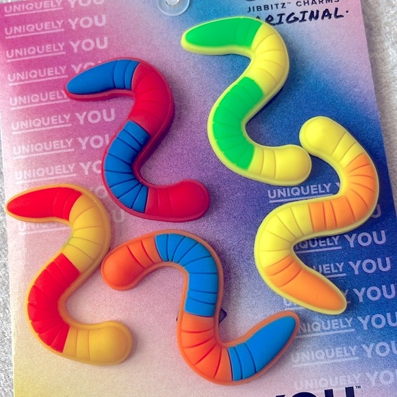 Brand New Crocs Jibbitz Charms 5 Pack Colorful Candy Worms - Picture 4 of 9